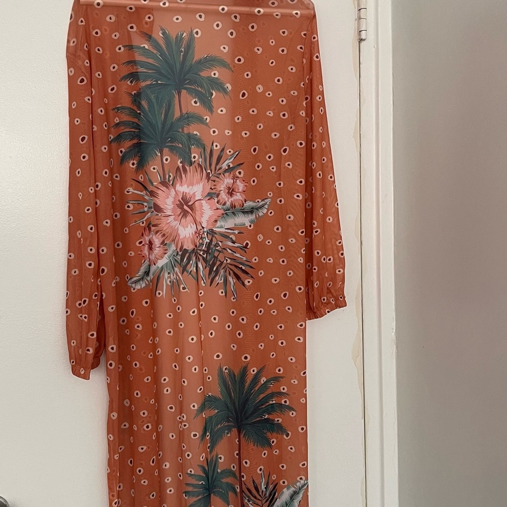 Rust Orange Tropical Bikini with Matching cover up